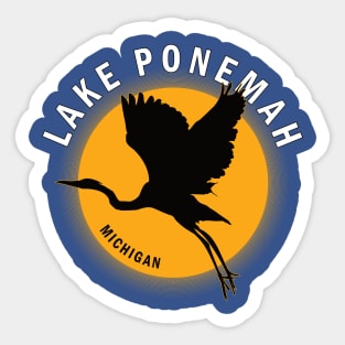 Lake Ponemah in Michigan Heron Sunrise Sticker